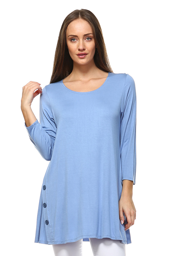 Long Sleeve Tunic Top - Perry Blue